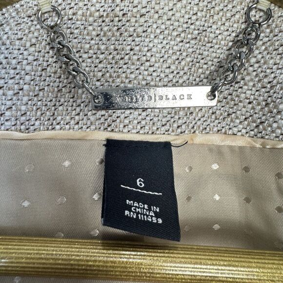 WHBM Tweed Moto Jacket Blazer Womens 6 Beige Zipper Preppy Career Office Neutral - Picture 7 of 8